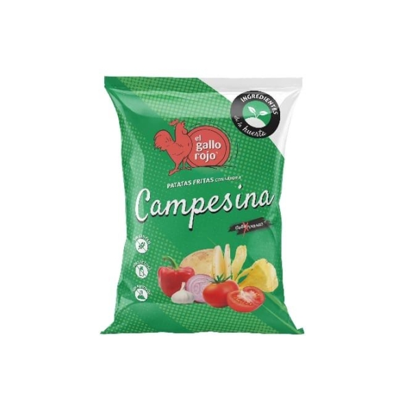 PAPAS CAMPESINAS GALLO ROJO 40gr, Caja 14und