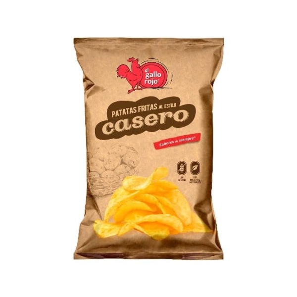 PAPAS CASERAS GALLO ROJO 40gr, Caja 14und